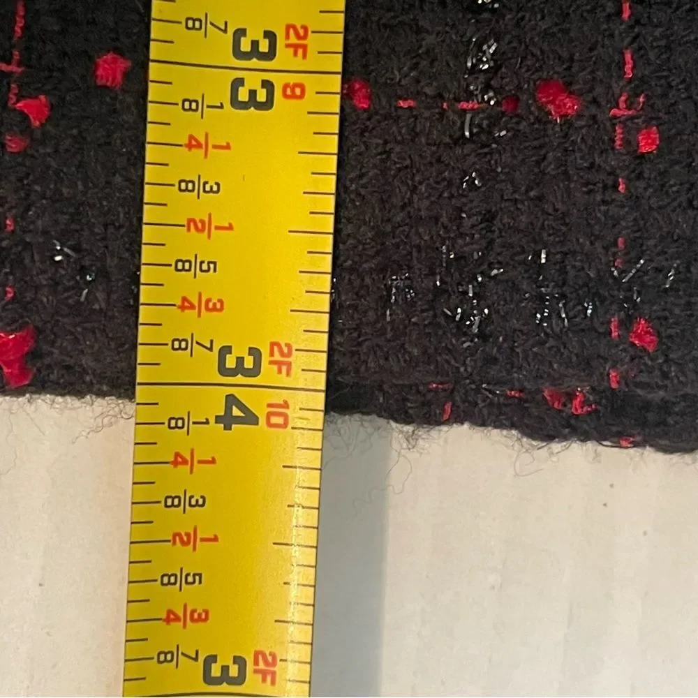 Jessica Howard Black Red Tweed Midi Skirt NWOT Size 6 Retro Chic